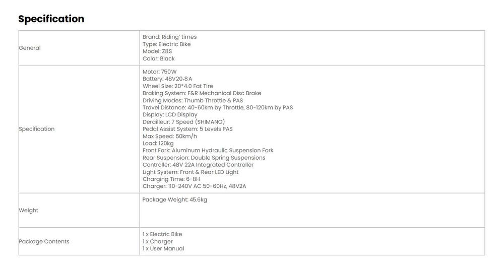 ПРОМОЦИЯ! Електрически велосипед/колело RIDING TIMES Z8S 750W 20.8AH