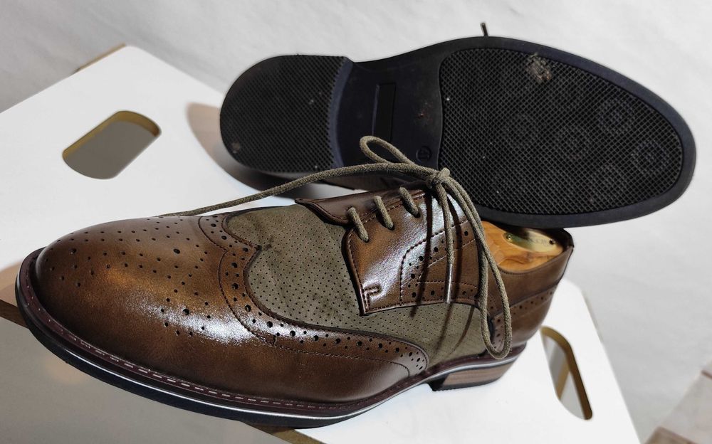 Pantofi derby 40 brogue Lavoratione Artigianale piele naturala moale