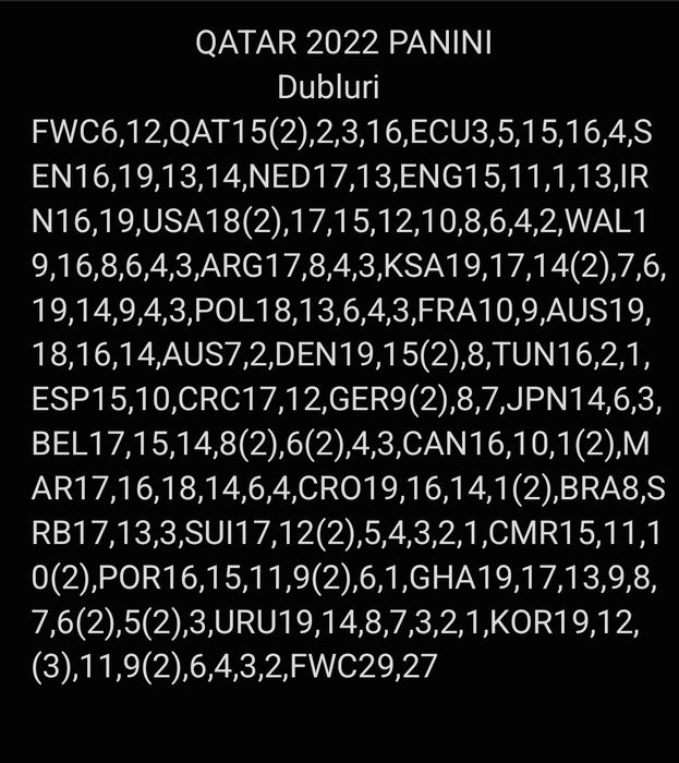 Vând/schimb stikere panini Qatar 2022