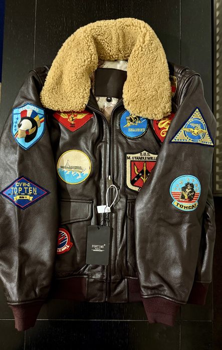 Geacă piele bărbați, stil Aviator Top Gun