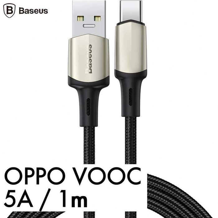 Cablu Baseus Cafule, USB/USB Type-C, VOOC, Quick Charge 5A, 2m, Verde