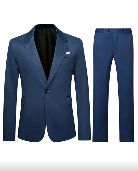 Мъжки модерен костюм Manfinity slim fit в тъмно синъо