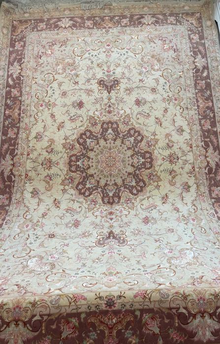 Covor persan autentic Tabriz din mătase naturală țesut manual (200cm*300cm)