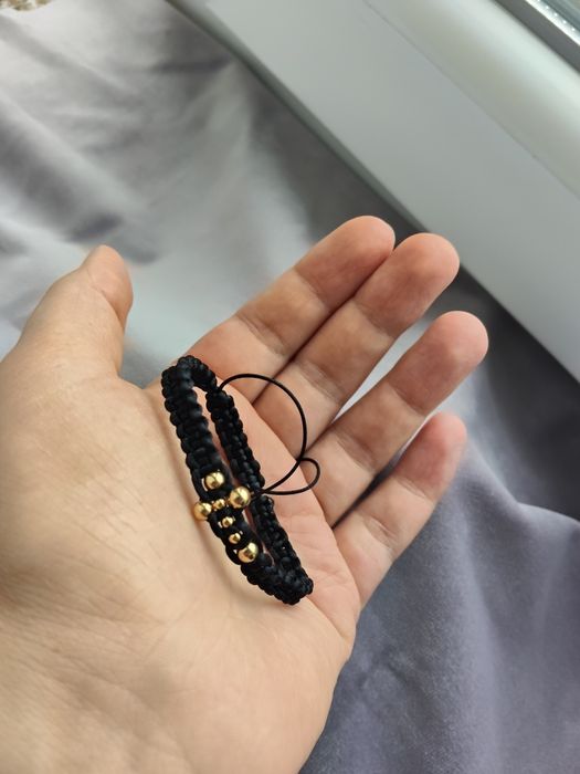 Brățară cu aur filat, unisex, șnur reglabil