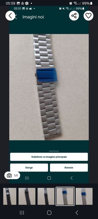 Curea ceas negru neagra gri metalica inox 24 24mm noua