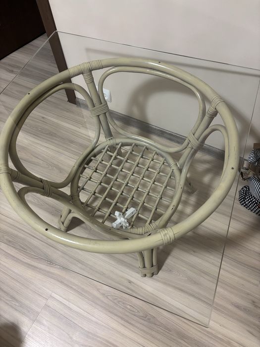 Masa din ratan cu blat din sticla 78/78cm