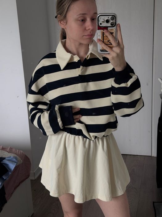 Rochie polo cu dungi + pantaloni scurți integrați