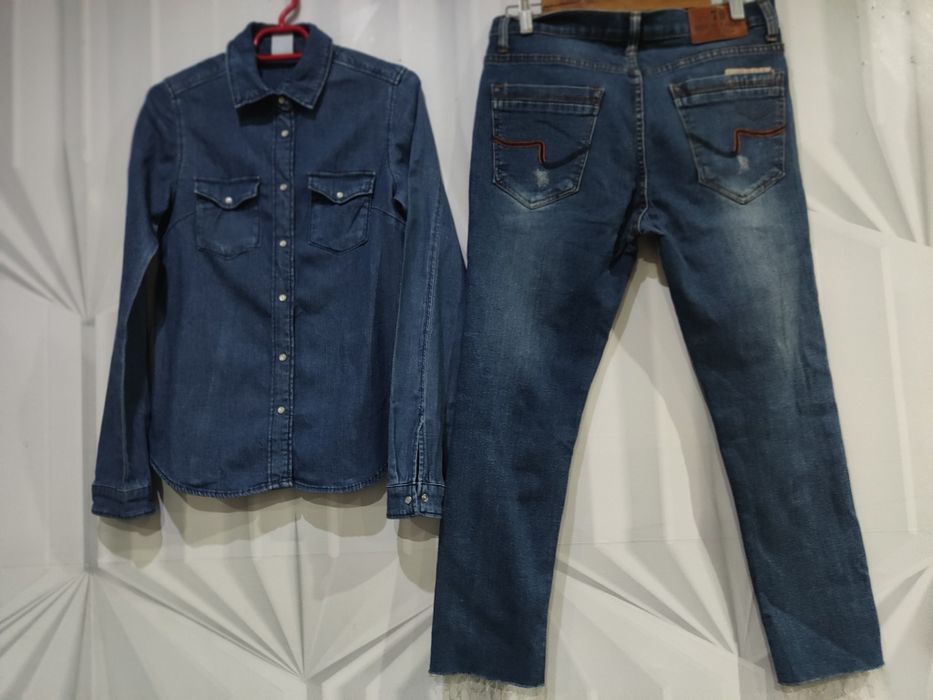 Pantaloni dama carouri jeans