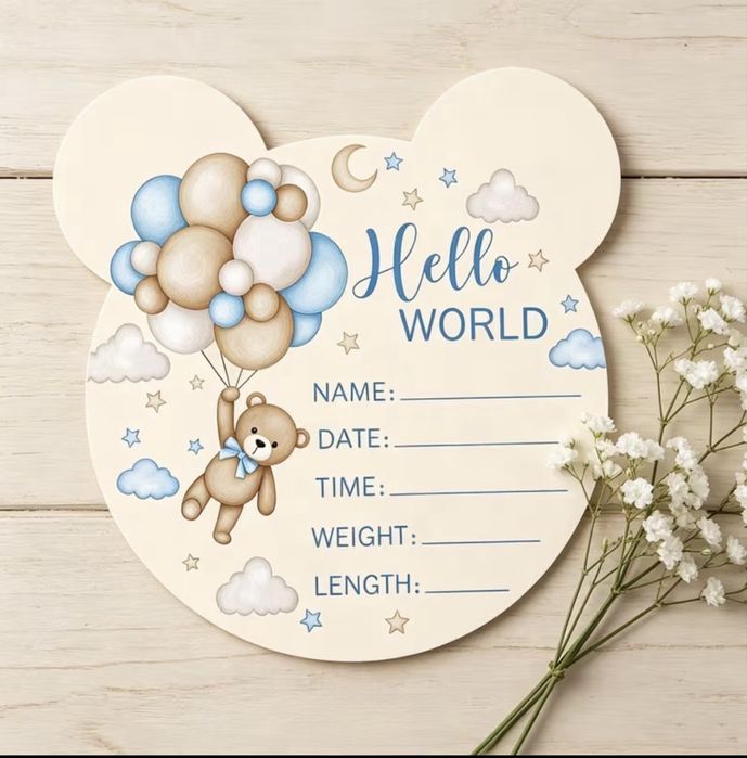 Табелка за бебе “Hello World”