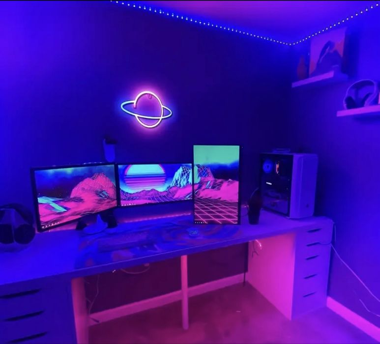 Lampa led neon planet perete mov-albastru