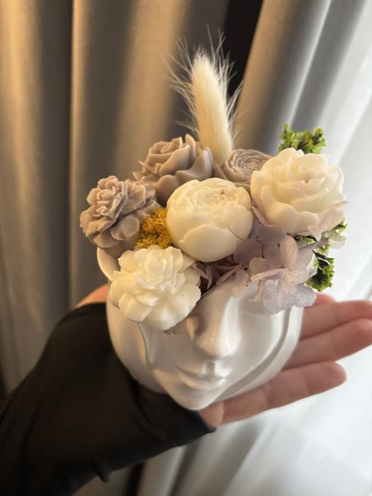 Кашпо из гипса с аромасвечами | на 8 марта