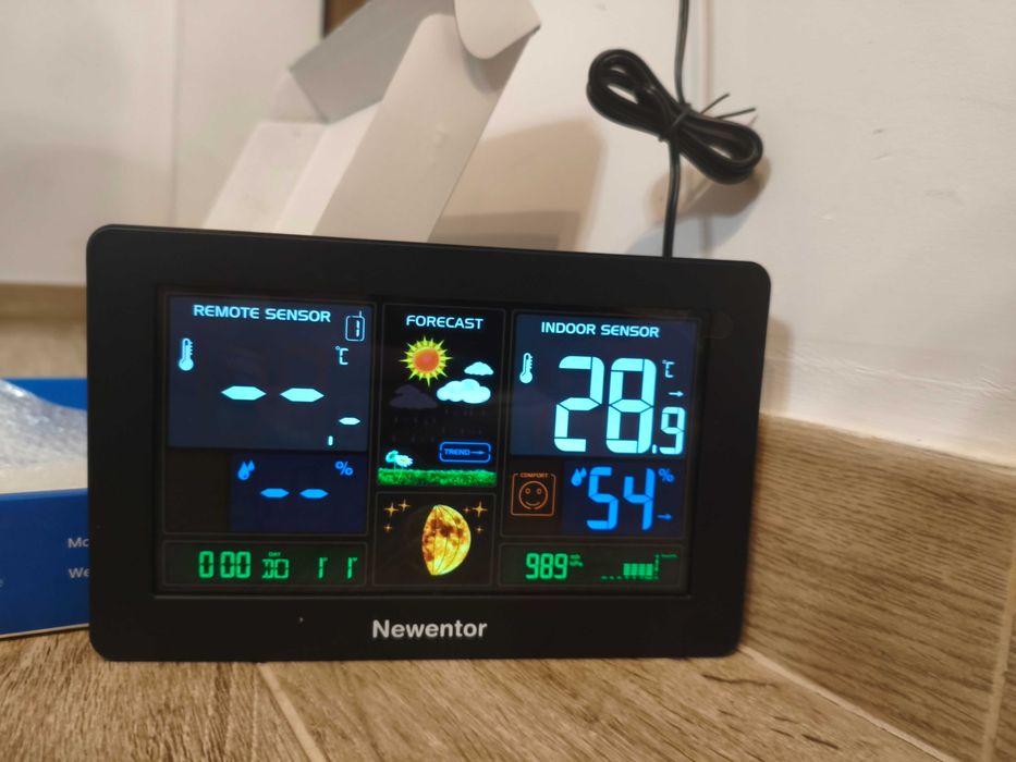 Stație meteo wirelesscu 3 senzori, prognoză meteo, ceas DCF, nouă