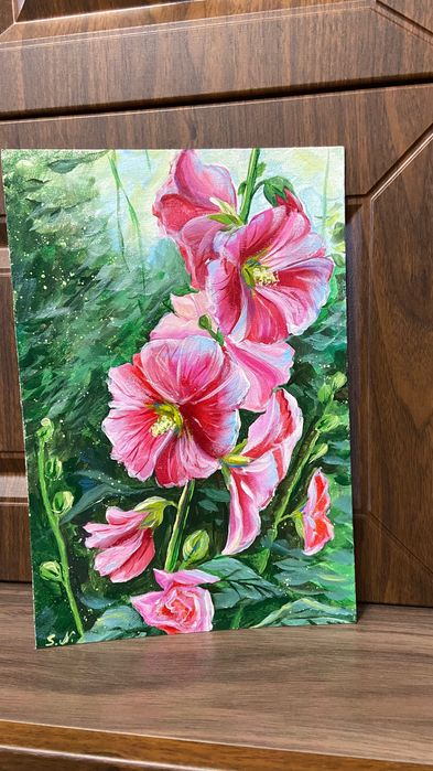 Картина акрилом цветы.