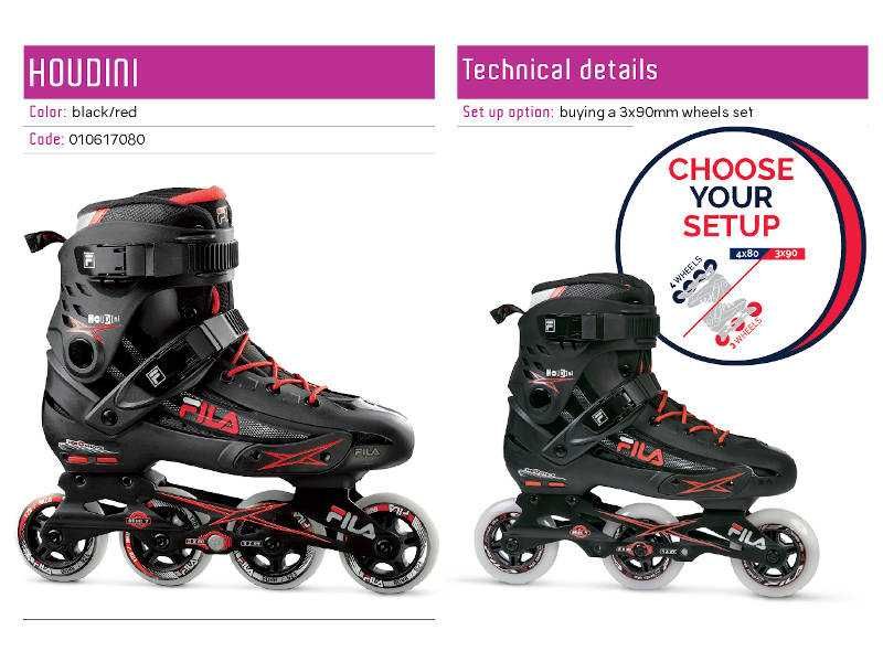 Ролики FILA Houdini 80mm, размер EU39, UK6, US8. Роликовые коньки