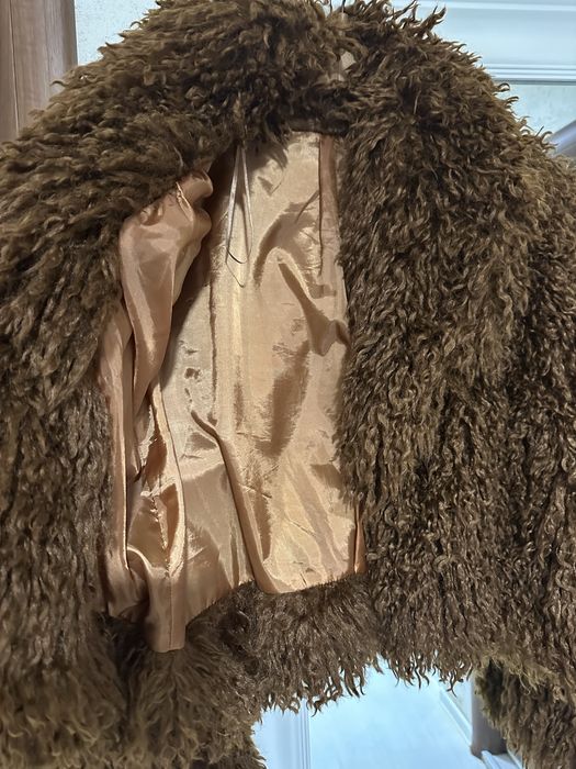 Палто еко косъм кафяво