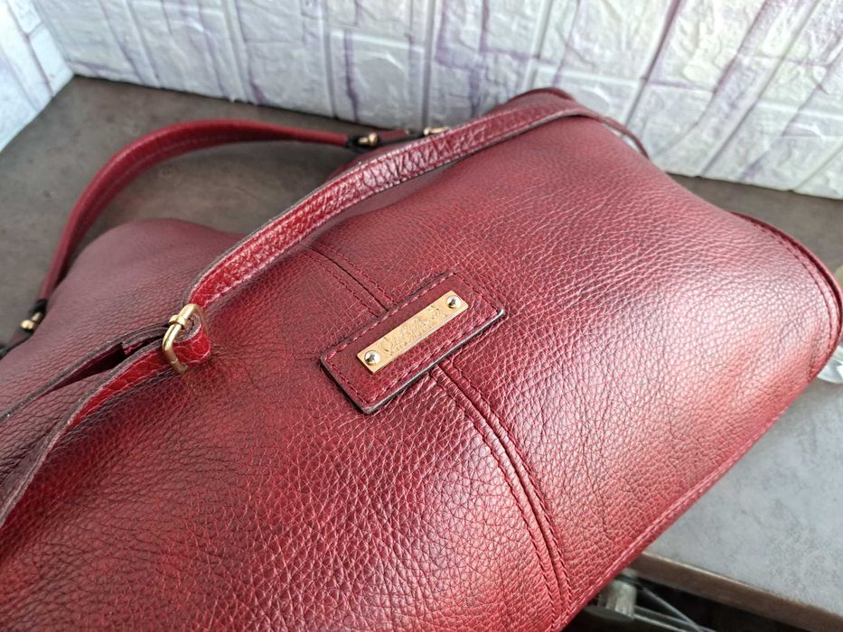 дамска чанта,голяма червена кожена торба Сhristian berg-естествена кожа
