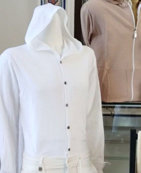 Срочно цена  только  на 2 дня  Рубашка с капюшоном хб лён  паплин