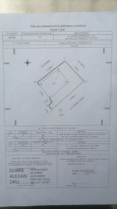 Teren 120 mp + casă veche de renovat / demolat – Voluntari, str. Anton Pann