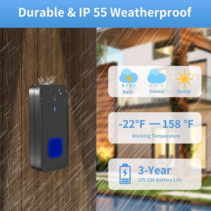 Безжичен звънец Nestling 300 метра, 55 мелодии