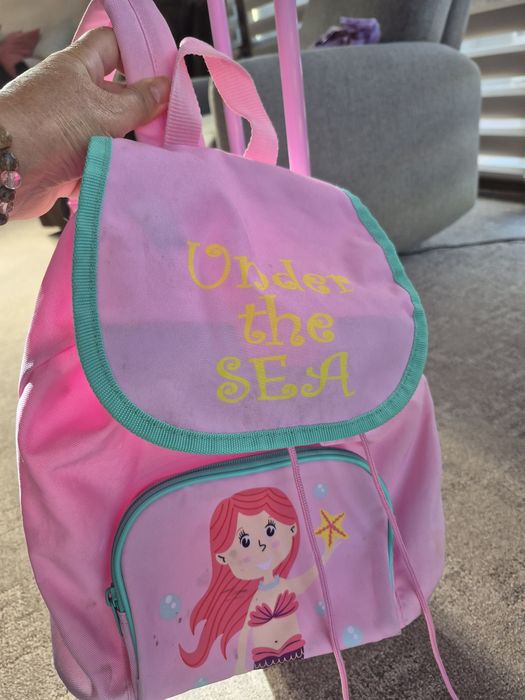 Set troler și rucsac copii "Under the sea" cu sirenă - roz - troller cu roți 46 cm, pret fix 55 lei