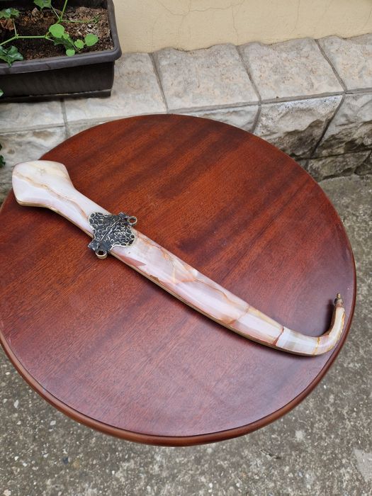 Страхотен антикварен арабски нож ханджар кама оникс