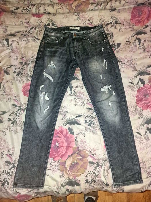 Мъжки черно-сиви дънки