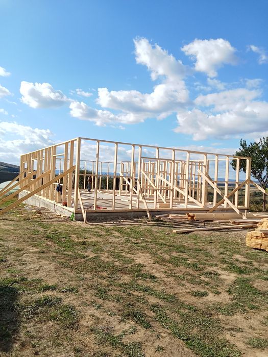 Fac case de lemn cu dormitorul sufragerie și baie