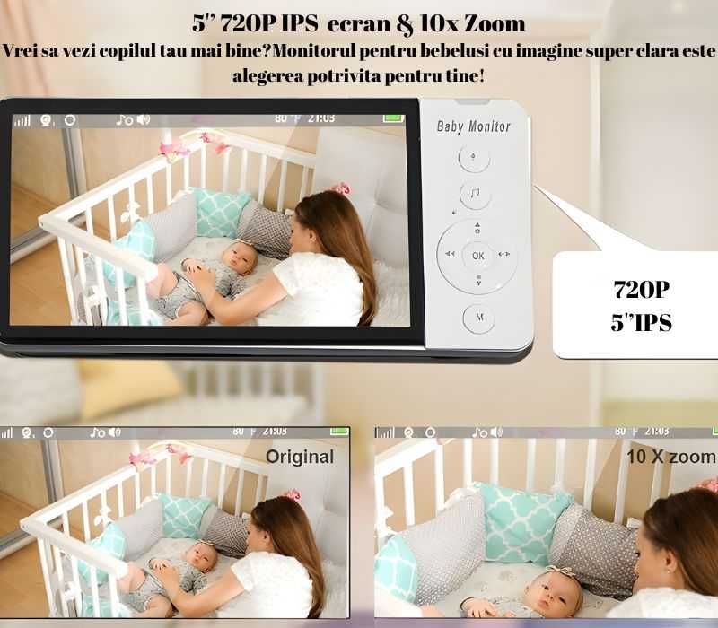 Camera video si audio,5", Rezolutie 720PHD,5000mAh baterie incorporata