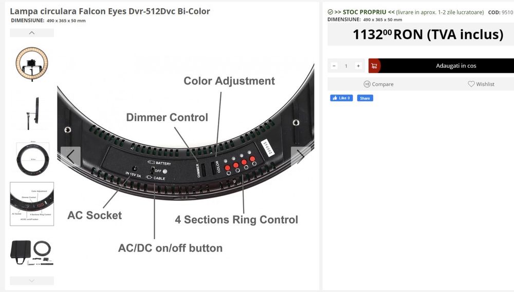 Ring Light Profesional FalconEyes Bi-Color 3200-5600