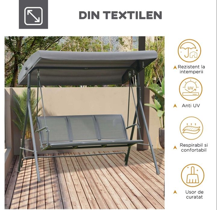 Balansoar Outsunny nou, 3 persoane