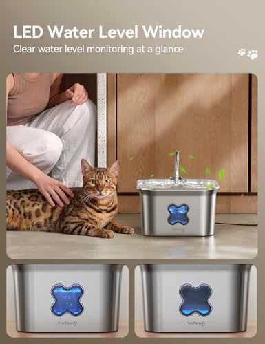 Нов Котешки фонтан 2.8L от неръждаема стомана с тиха помпа за вода котка