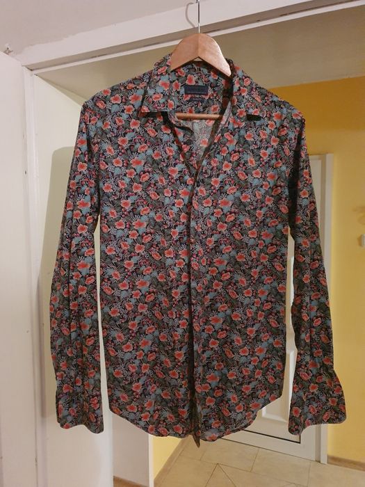 Зара ZARA Slim Fit Man S Риза Червена Зелена