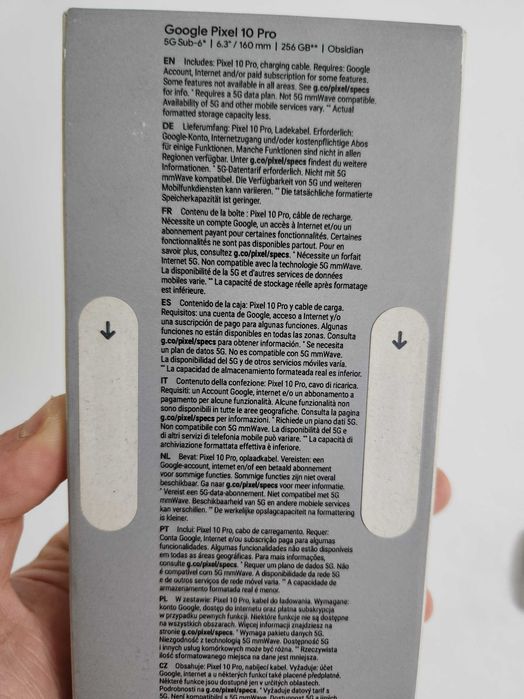 Google Pixel 10 Pro, stocare 256GB, ecran 6.3", culoare Obsidian