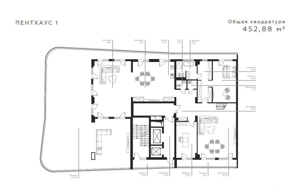 Продаётся 8комнатная квартира в Пентхаусе, ЖК Инфинити