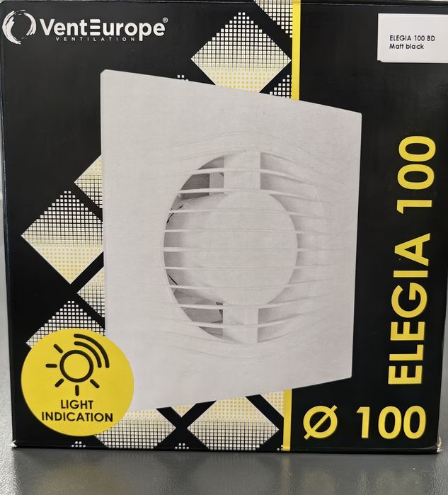 Безшумен вентилатор за баня Elegia Ф100 черен мат
