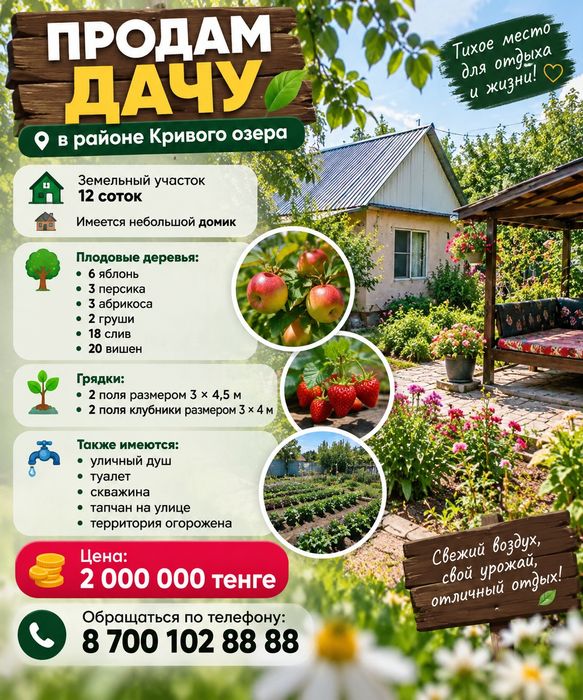 Продам дачу район кривой озера