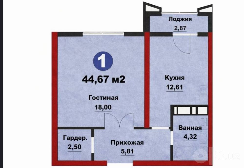 Продается 2х ком квартира, ор-р: Сайрам, 45м²