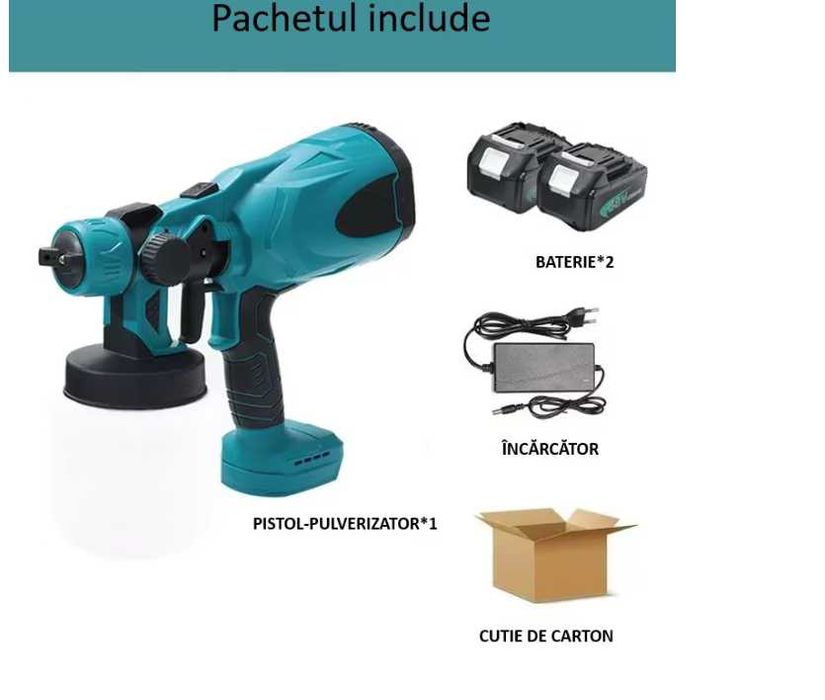 Aparat Pistol Electric De Vopsit Și Zugrăvit 2 Acumulatori