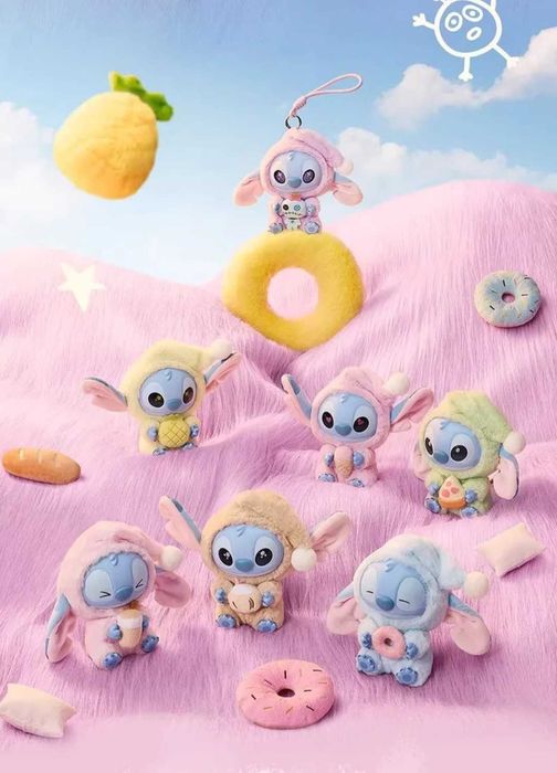 Комплект 6 броя Labubu играчка Стич – Плюшен ключодържател 18см