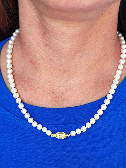 Colier aur 14k perle naturale apa sarata Perla Akoya Oyster certificat