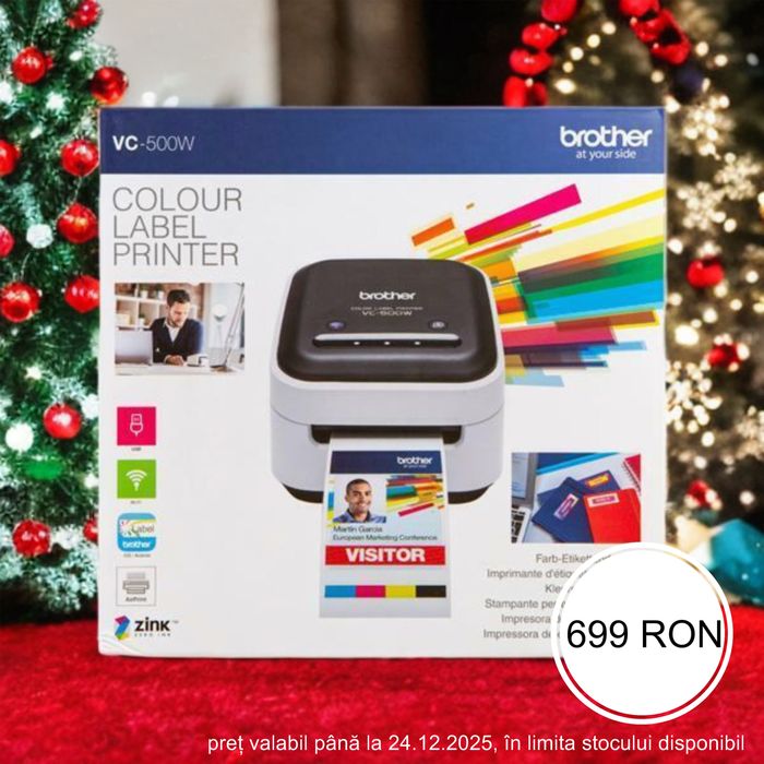 Brother VC-500W | imprimantă etichete FULL COLOR | PROMO CRĂCIUN