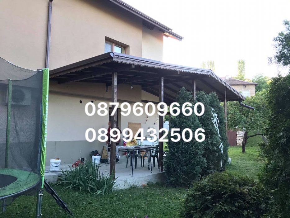 Изграждане на всякакъв вид навеси козирки дървени тераси. Огради.