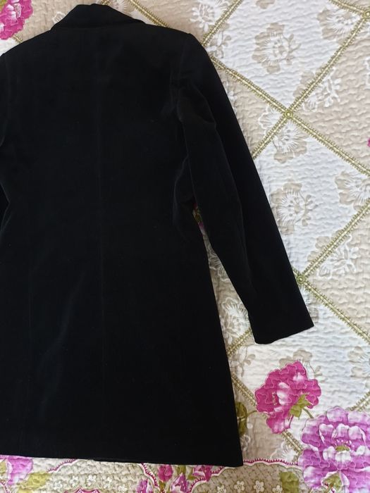 Sacou catifea negru bumbac Harrods esarfa mătase