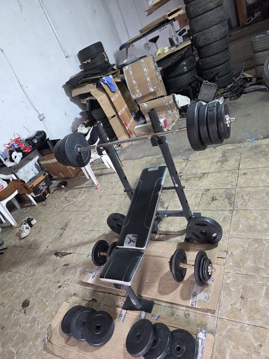 Pachet bancă reglabilă +haltera+gantere