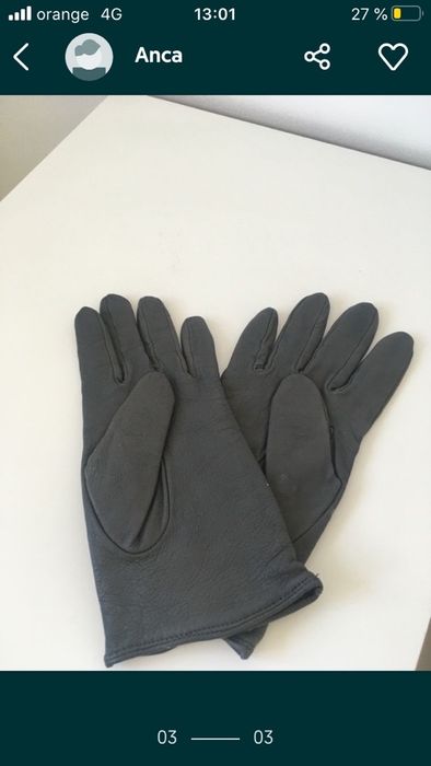 manusi de dama, din piele, gri