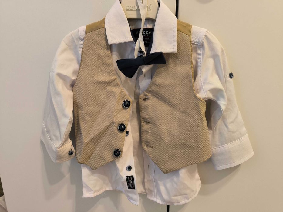 Бебешки комплект от риза, елек, сако и папийонка