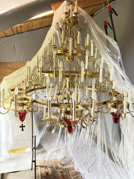 Candelabru bisericesc monumental 100% alamă, handmade, unicat, 3x3m