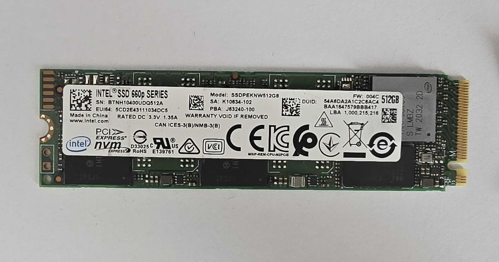 SSD Intel 660p 512GB NVMe M.2 2280 PCIe 3.0 SSDPEKNW512G8 #14