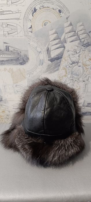Ушанка кожа + мех соболь