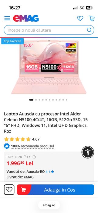 Laptop -cu Intel Alder Celeon N5100-16GB, 512GB